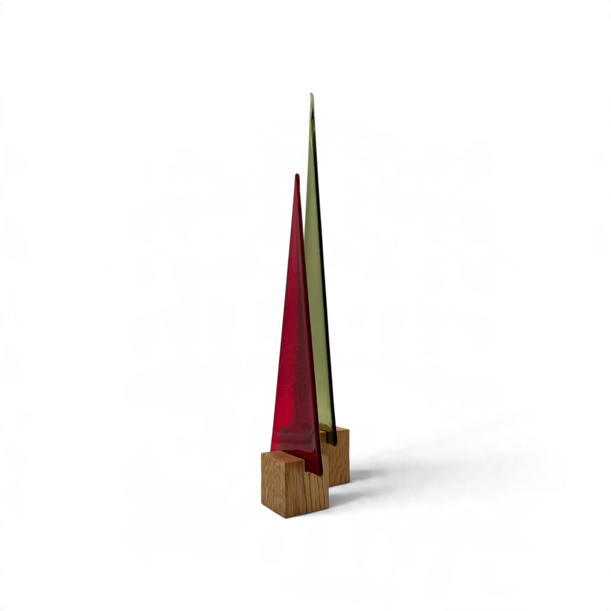 26-203 Glasbaum-Set aus 2 Bäumen – Olive und Rot