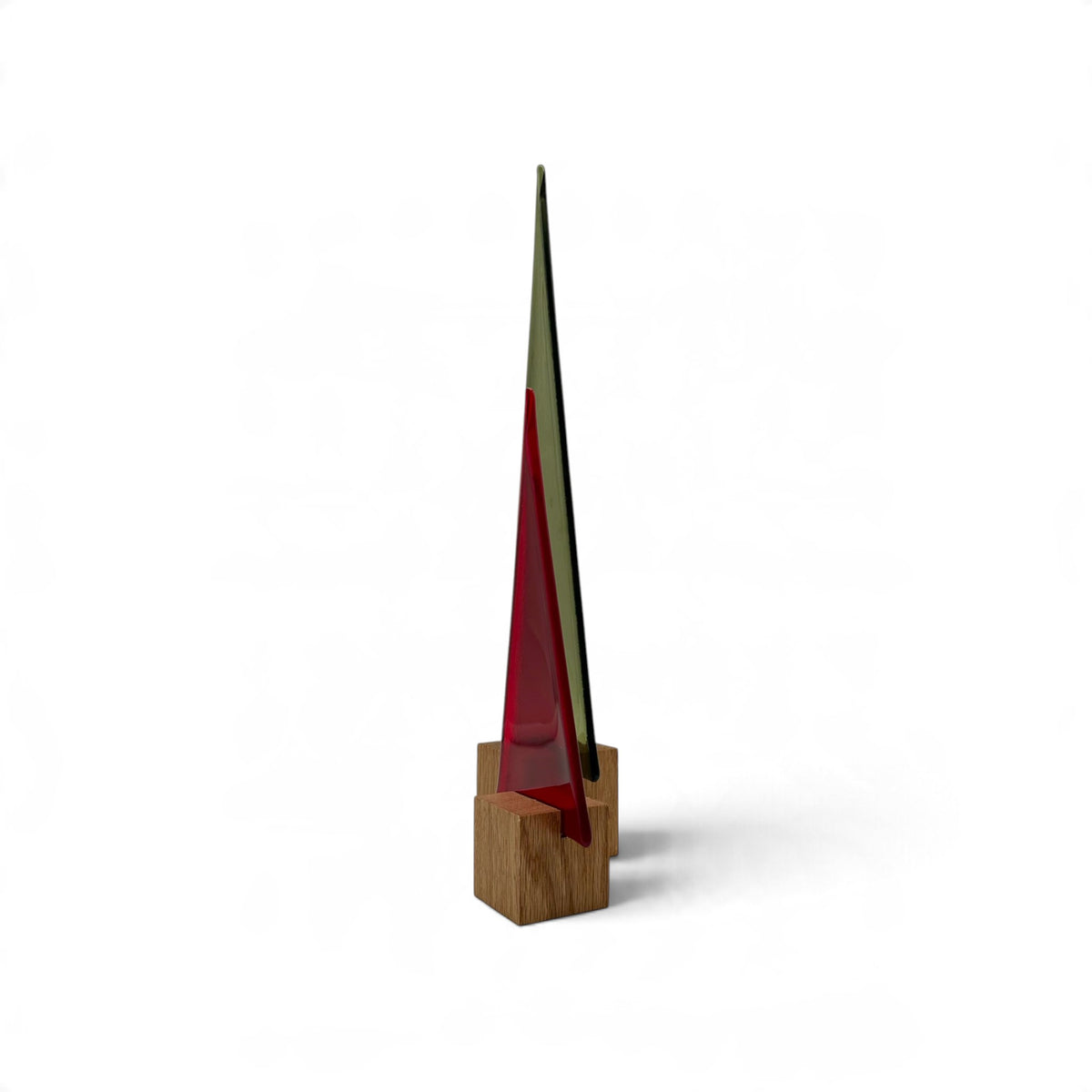 26-204 Glasbaum-Set aus 2 Bäumen – Olive und Rot