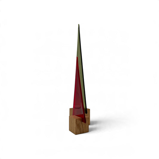 26-204 Glasbaum-Set aus 2 Bäumen – Olive und Rot