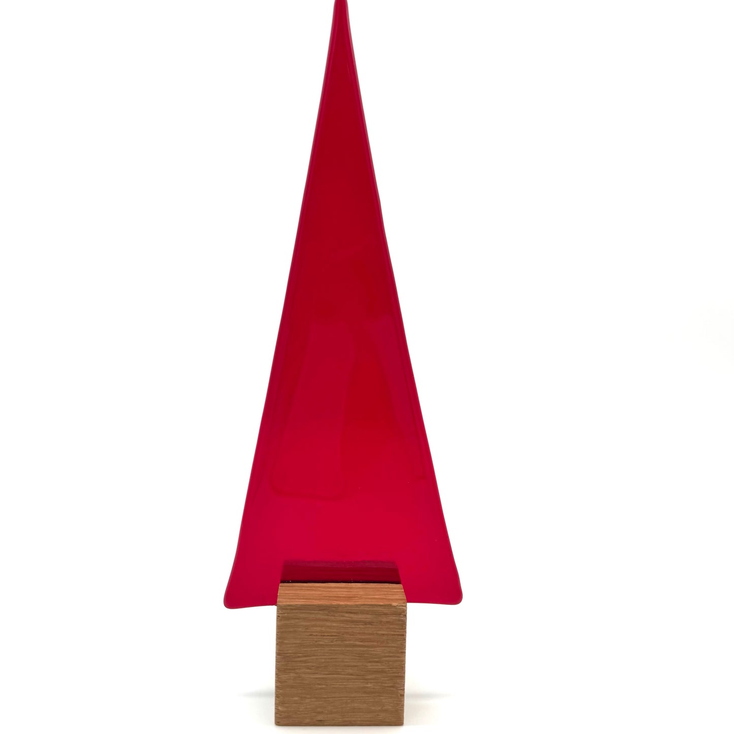 15800 Roter Glasbaum auf Eichenholz - ca. 22,5 cm hoch