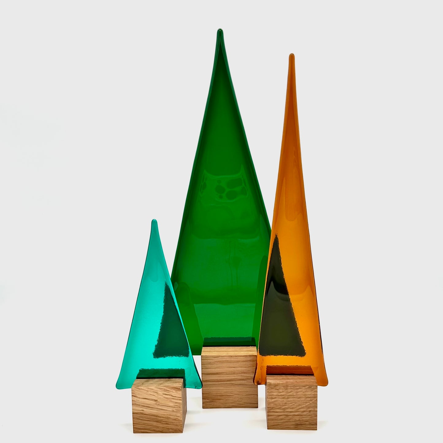 12000 Brauner Glasbaum auf Eichenholz - ca. 30 cm hoch