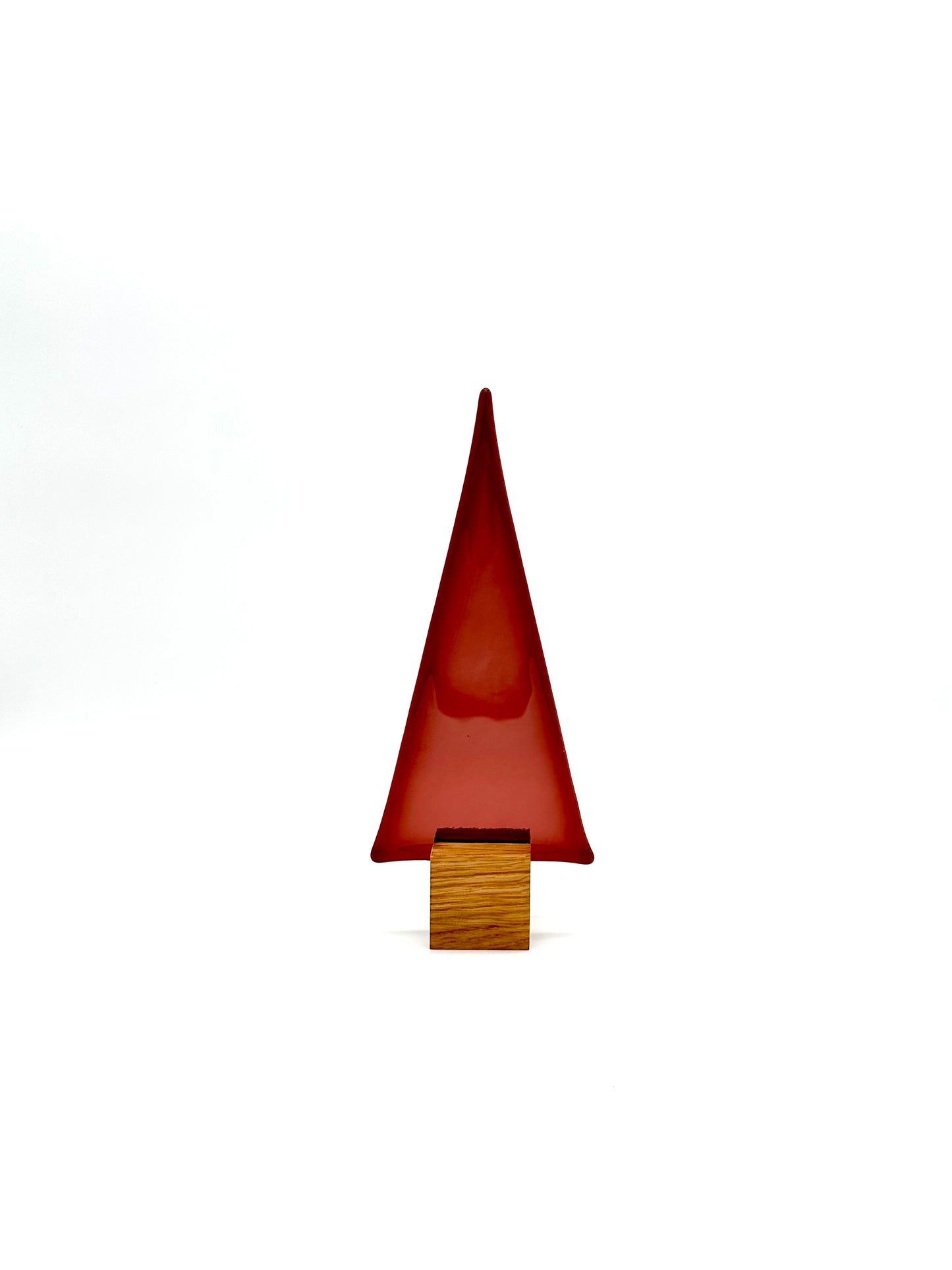 11004 Auberginefarbener Glasbaum auf Eichenholz - ca. 22,5 cm hoch