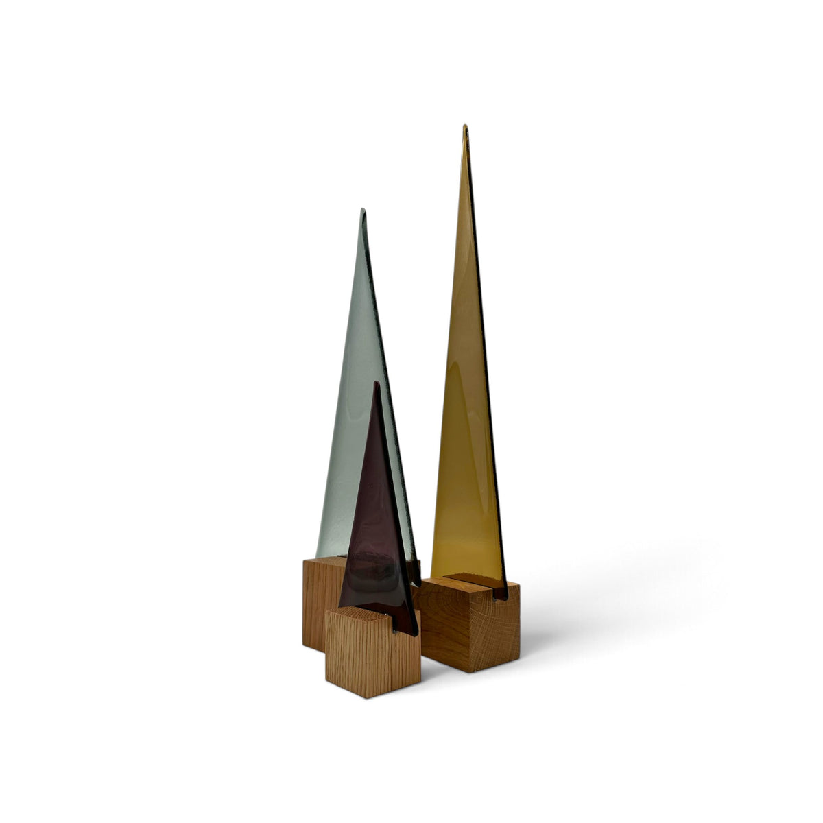 26-120 Glasbaum-Set aus 3 Bäumen – Grau, Pflaume und Olivgrün
