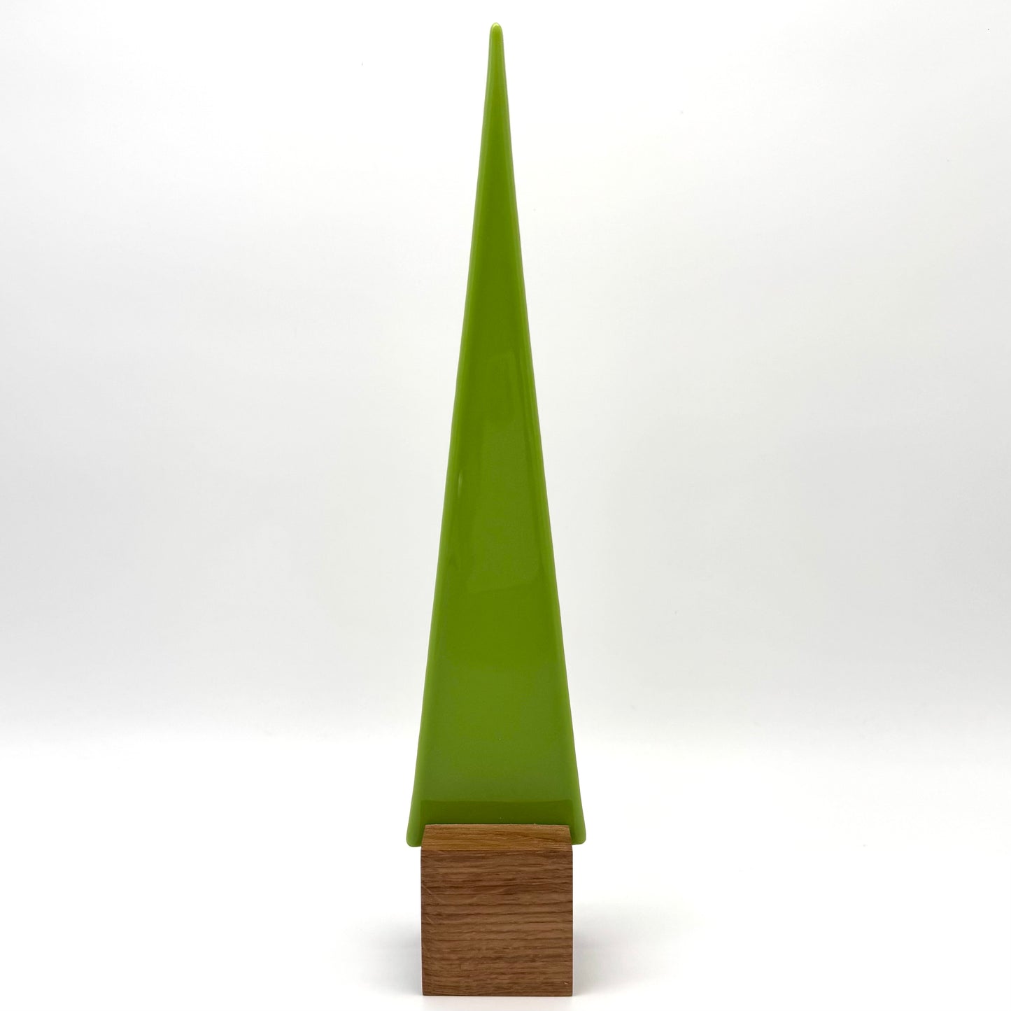 14000 Hellgrüner nicht durchsichtiger Glasbaum auf Eichenholz - ca. 31 cm hoch