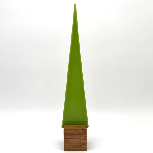 14000 Hellgrüner nicht durchsichtiger Glasbaum auf Eichenholz - ca. 31 cm hoch